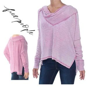 FREE PEOPLE We The Free Wildcat Modern Cowl Neck Soft Thermal Waffle Knit SzS